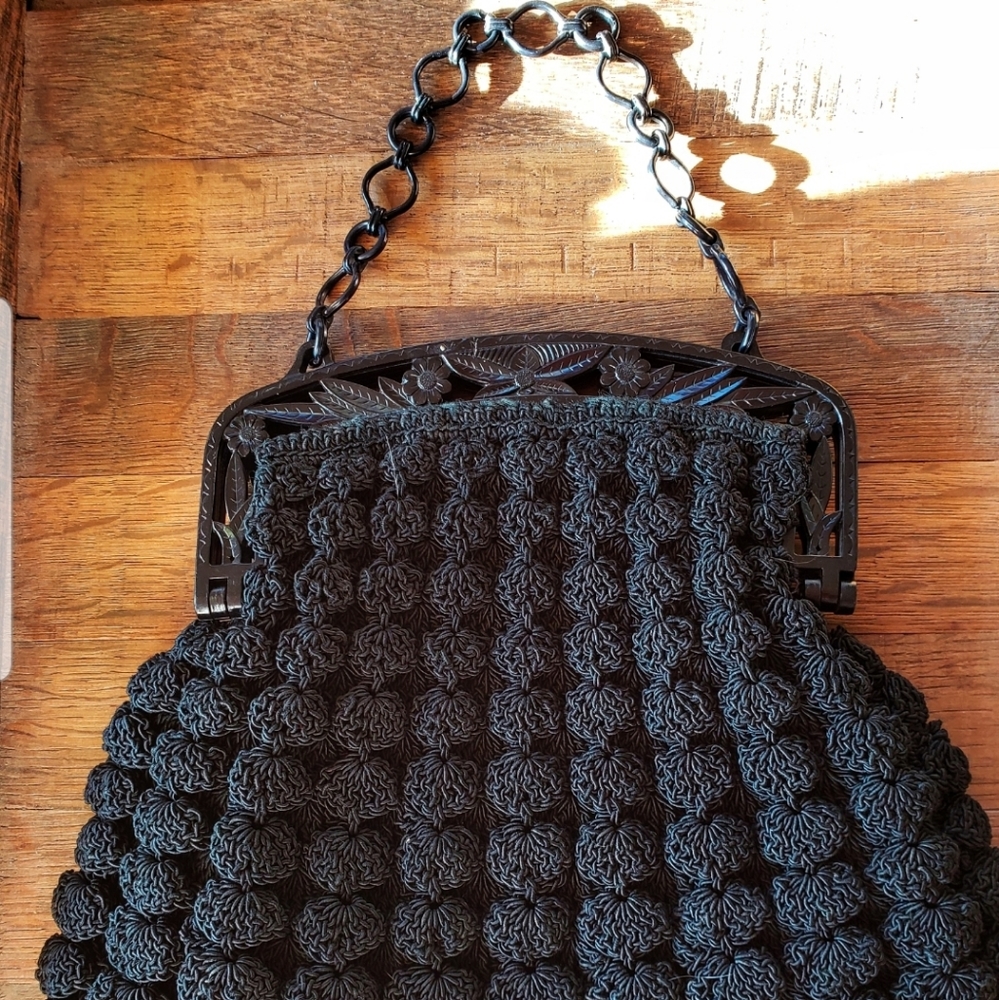 RARE Vintage 30's Crocheted Handbag - Picture 2 of 8